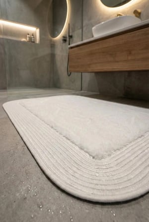 Jüt Peluş Kaymaz Taban Yıkanabilir Banyo Mutfak Kapı Önü Paspası 40x60 cm-Beyaz