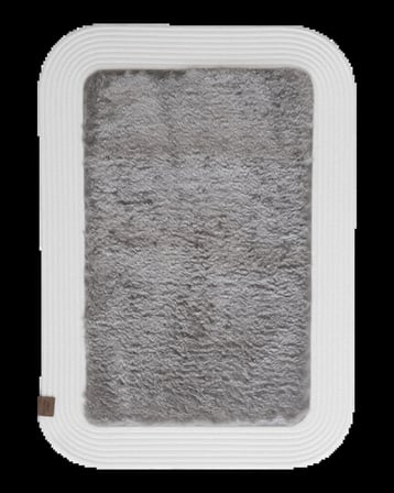 Jüt Peluş Kaymaz Taban Yıkanabilir Banyo Mutfak Kapı Önü Paspası 40x60 cm-Beyaz-Gri