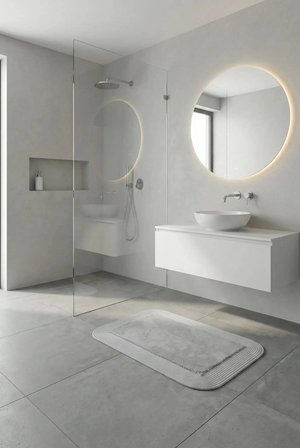Jüt Peluş Kaymaz Taban Yıkanabilir Banyo Mutfak Kapı Önü Paspası 40x60 cm-Gri