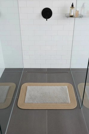 Jüt Peluş Kaymaz Taban Yıkanabilir Banyo Mutfak Kapı Önü Paspası 40x60 cm-Hasır-Vizon