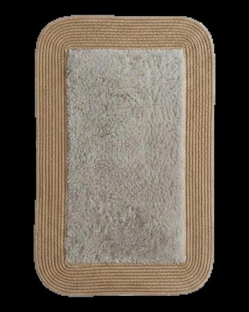 Jüt Peluş Kaymaz Taban Yıkanabilir Banyo Mutfak Kapı Önü Paspası 40x60 cm-Hasır-Vizon