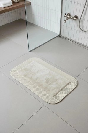 Jüt Peluş Kaymaz Taban Yıkanabilir Banyo Mutfak Kapı Önü Paspası 40x60 cm-Krem