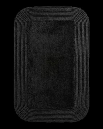 Jüt Peluş Kaymaz Taban Yıkanabilir Banyo Mutfak Kapı Önü Paspası 40x60 cm-Siyah