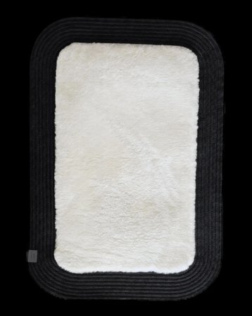 Jüt Peluş Kaymaz Taban Yıkanabilir Banyo Mutfak Kapı Önü Paspası 40x60 cm-Siyah-Beyaz