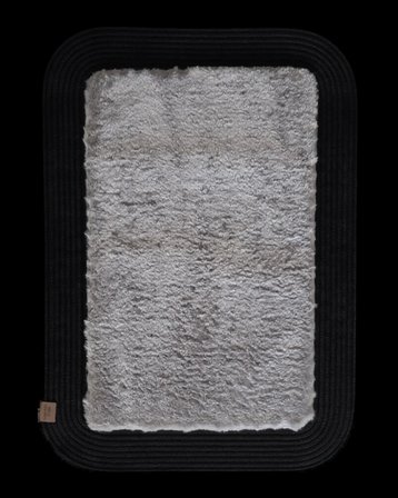 Jüt Peluş Kaymaz Taban Yıkanabilir Banyo Mutfak Kapı Önü Paspası 40x60 cm-Siyah-Gri