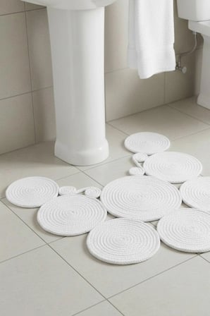 Jüt Çift Taraflı Yıkanabilir Klozet Örtüsü - Geometrik Desenli Banyo Paspası (36x50 cm)