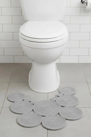 Jüt Çift Taraflı Yıkanabilir Klozet Örtüsü - Geometrik Desenli Banyo Paspası (36x50 cm)