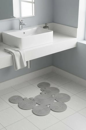 Jüt Çift Taraflı Yıkanabilir Klozet Örtüsü - Geometrik Desenli Banyo Paspası (36x50 cm)