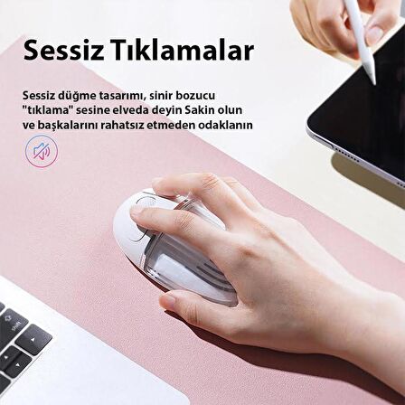 Coofbe Şeffaf Işıklı Sessiz Şarjlı 1200DPl Çift Cihaz Uyumlu 2.4GHz Bluetooth Mouse Kablosuz Mouse 