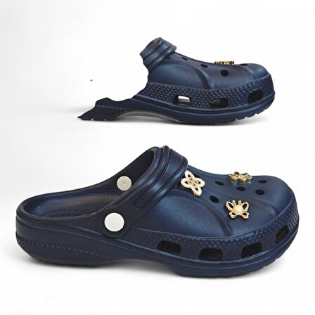 Fiyra 3010 Lacivert Crks Taşlı Havuz Plaj Çizgili Kadın Terlik