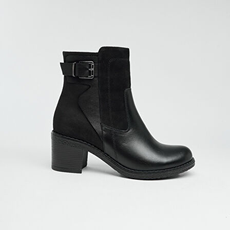 Hakiki Deri Topuklu Fermuarlı Kadın Bot 