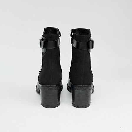 Hakiki Deri Topuklu Fermuarlı Kadın Bot 