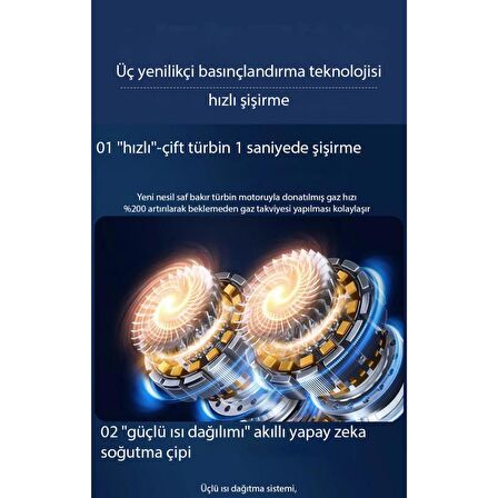 Coofbe Akıllı Tam Otomatik Şarjlı Kablosuz Led Ekran Araç Lastik Pompası Kompresör Tüm Araçlara Uyumlu