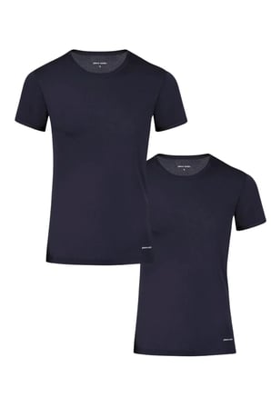 Erkek %100 Pamuklu Lacivert 2'li Ribana O Yaka Fanila T-shirt Q5.U.5O.K1.K.A.P.C