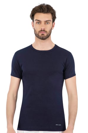 Erkek %100 Pamuklu Lacivert 2'li Ribana O Yaka Fanila T-shirt Q5.U.5O.K1.K.A.P.C