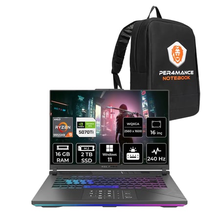 Asus ROG Strix G16 R9 9955HX 16GB 2TB SSD RTX5070Ti/12GB 140W 240HZ 16'' 2.5K W11H Gaming & PER4