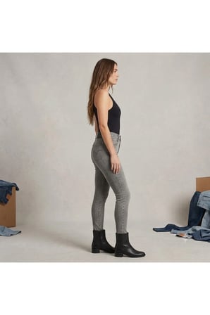 esnek ve Pamuklu tayt formunda Mile Yüksek Bel Süper Skinny Jeans Kot Pantolon-0225 Gri / 24/28