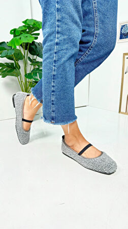 Günlük Kadın Babet Peluş Lastikli Oval Burunlu Alçak Topuklu Tırtıklı Tabanlı Ayakkabı 369