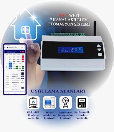 Electrosec WA-7 Akıllı Ev Otomasyon ve Isı Nem Takip Sistemi  (Wi-Fi, 7 Kanal)