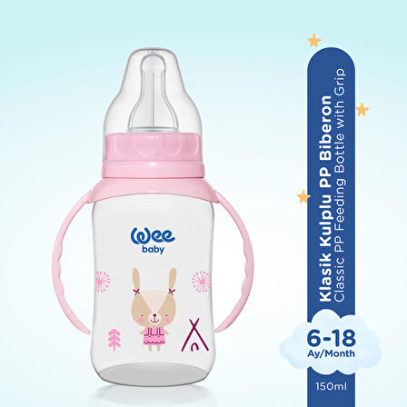 Wee Baby Klasik Kulplu PP Biberon 150 ml - PEMBE