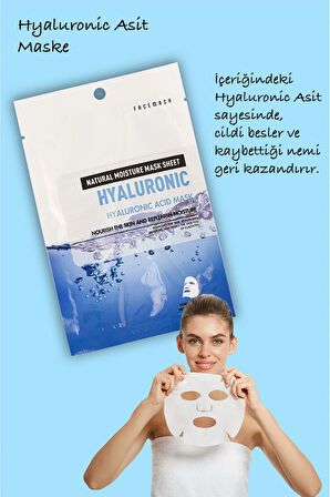 5 Adet Yüksek Moleküler Hyaluronic Acid Mask Nem Bombası Asit Mask Hint Yağı Özlü XLM267
