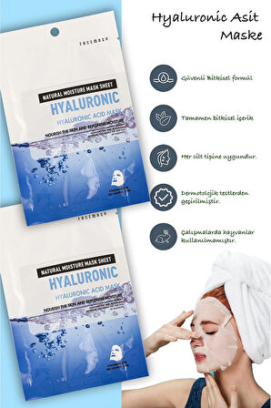 5 Adet Yüksek Moleküler Hyaluronic Acid Mask Nem Bombası Asit Mask Hint Yağı Özlü XLM267