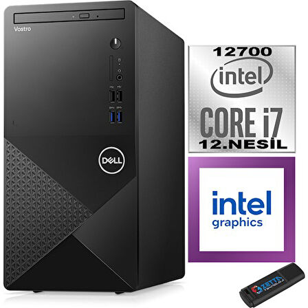 Dell Vostro 3910 MT Intel Core I7 12700 16GB 512GB SSD Windows 11 Home Intel® UHD Graphics 770 Masaüstü Bilgisayar N3910EMEAH07 + Zetta USB Bellek