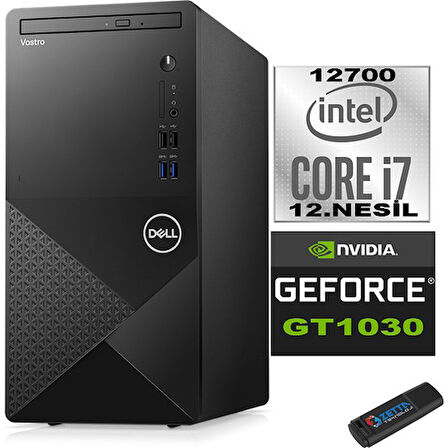 Dell Vostro 3910 MT Intel Core I7 12700 12GB 2TB SSD Windows 11 Home Nvidia GT1030-4GB Masaüstü Bilgisayar N3910GT1030H04 + Zetta USB Bellek