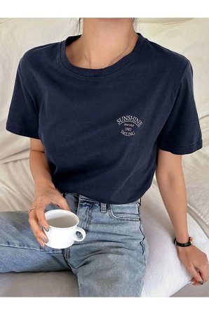 Unisex Sunshine Smiling Baskılı Tasarım Tshirt