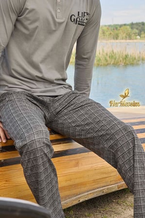 Aydoğan Erkek Pijama Takımı %100 Pamuk Süprem Patlı Yaka Uzun Kol Gri Tuna 3457