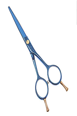 Çift Parmak Vidalı Ayarlanabilir Çelik Mavi Düz Uçlu Berber Kuaför Saç Kesim Makası XLQ580B