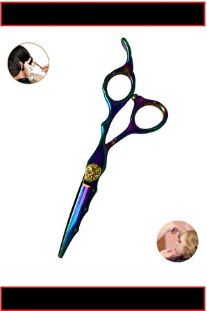 Dış Bükey Saç Kesim Kurukafa Makası 6 inç Rainbow Tam Profesyonel Düz Uçlu Saç Kesim Makası XLQ578B