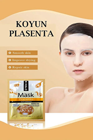 10 Adet Koyun Plasenta Yüz Temizleme ve de Yenileme Maskesi Sheep Placenta Face Mask XL1790