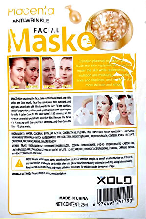 10 Adet Koyun Plasenta Yüz Temizleme ve de Yenileme Maskesi Sheep Placenta Face Mask XL1790