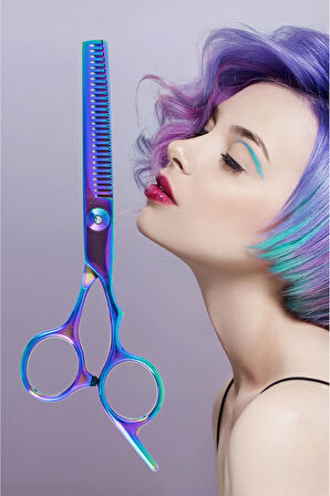 Profesyonel Kuaför Berber Ara Makası 6.5 İnç Saç Kesim Makası Rainbow Hair Style XLQ501B