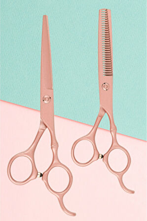 2'li Profesyonel Kuaför Berber Seti Düz Uçlu + Ara Makas 6.5 İnç Saç Kesim Makası Hair Style XLQ504