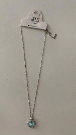 Turkuaz Opal Kalp Kolye çelik kolye