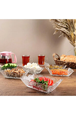 6 Adet Cam Kesme Model Kahvaltılık / Çerezlik / Şekerlik