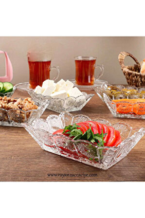 6 Adet Cam Kesme Model Kahvaltılık / Çerezlik / Şekerlik