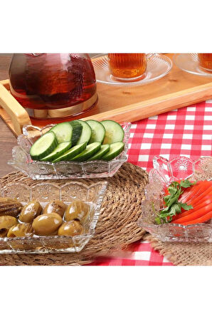 6 Adet Cam Kesme Model Kahvaltılık / Çerezlik / Şekerlik