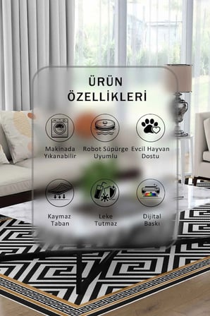 Yıkanabilir Kaymaz Taban Dijital Baskılı Halı ve Yolluk – Leke Tutmaz Salon & Mutfak Halısı