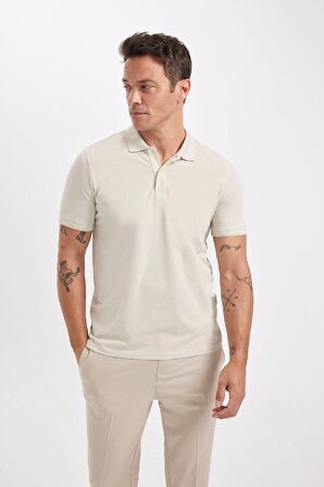 Slim Fit Kıvrılmaz Polo Yaka Kol Bantlı Pamuklu Tişört