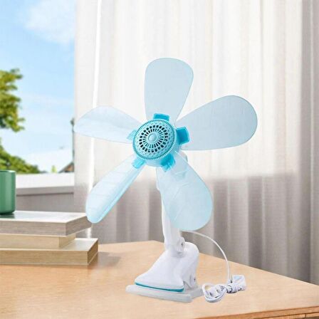 Coofbe DC 220V 1.5Mt Fiş Girişli Klipsli Masaüstü Vantilatör Ev Ofis Mini Fan Vantilatör Döner Başlık