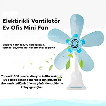 Coofbe DC 220V 1.5Mt Fiş Girişli Klipsli Masaüstü Vantilatör Ev Ofis Mini Fan Vantilatör Döner Başlık