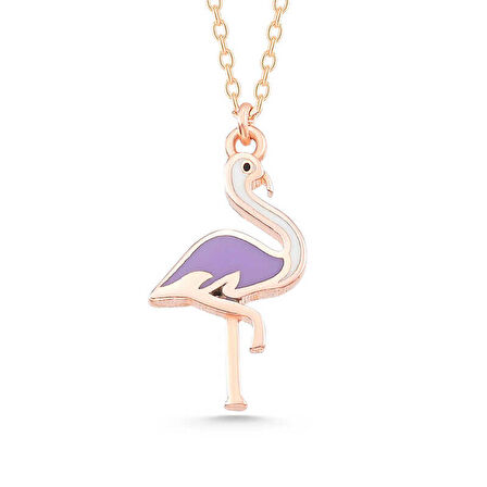 himarry 925 Ayar Gümüş Rose Flamingo Kadın Kolye