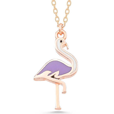 himarry 925 Ayar Gümüş Rose Flamingo Kadın Kolye