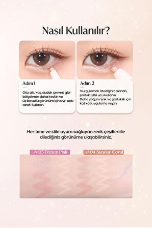 Çift Taraflı Kapatıcı ve Işıltılı Kalem Far Peripera Sugar Twinkle Duo Eye Stick (05 Frozen Pink)