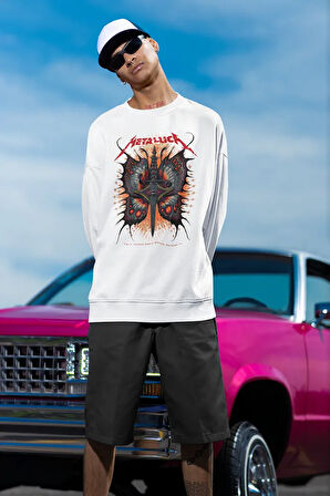 Metallica Baskılı Unisex Oversize Rock Metal Sweatshirt