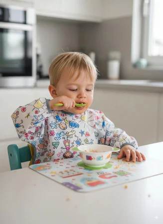 yorni 3-6 Yaş, Family, Sıvı Geçirmez, Makinede Yıkanabilir, Uzun Kollu Boyundan Bağlamalı Bebek Mama Önlüğü