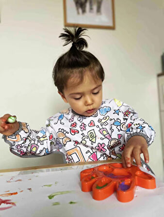 yorni 3-6 Yaş, Family, Sıvı Geçirmez, Makinede Yıkanabilir, Uzun Kollu Boyundan Bağlamalı Bebek Mama Önlüğü